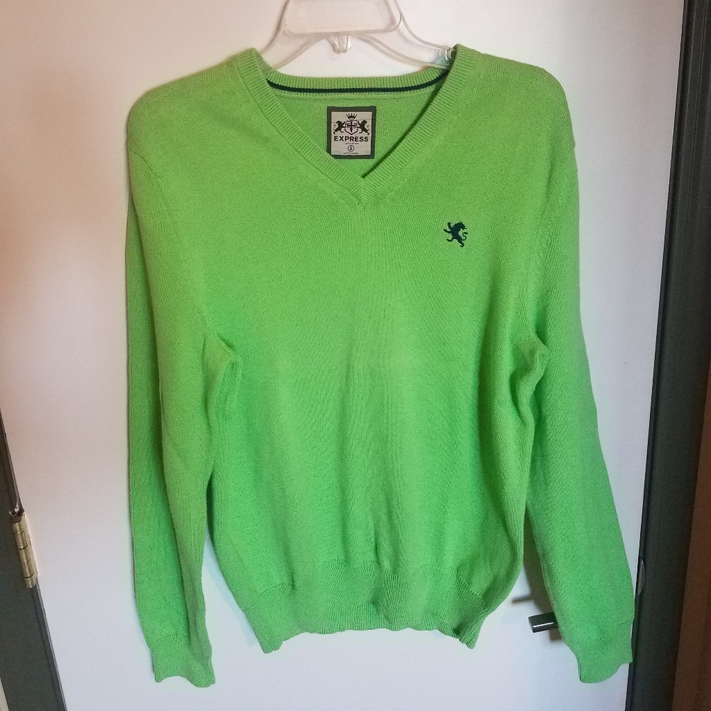 Express Lime Green V-neck Sweater